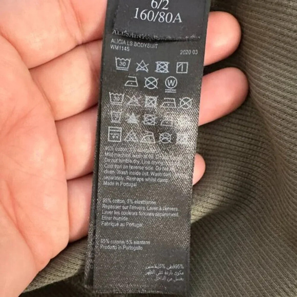 ALLSAINTS Alicia Round Neck 1/4 Zip Long Sleeve Bodysuit Utility Green US 2 - Picture 12 of 14